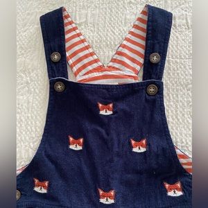 JoJo Mama Corduroy Fox Overalls Size 2-3yrs